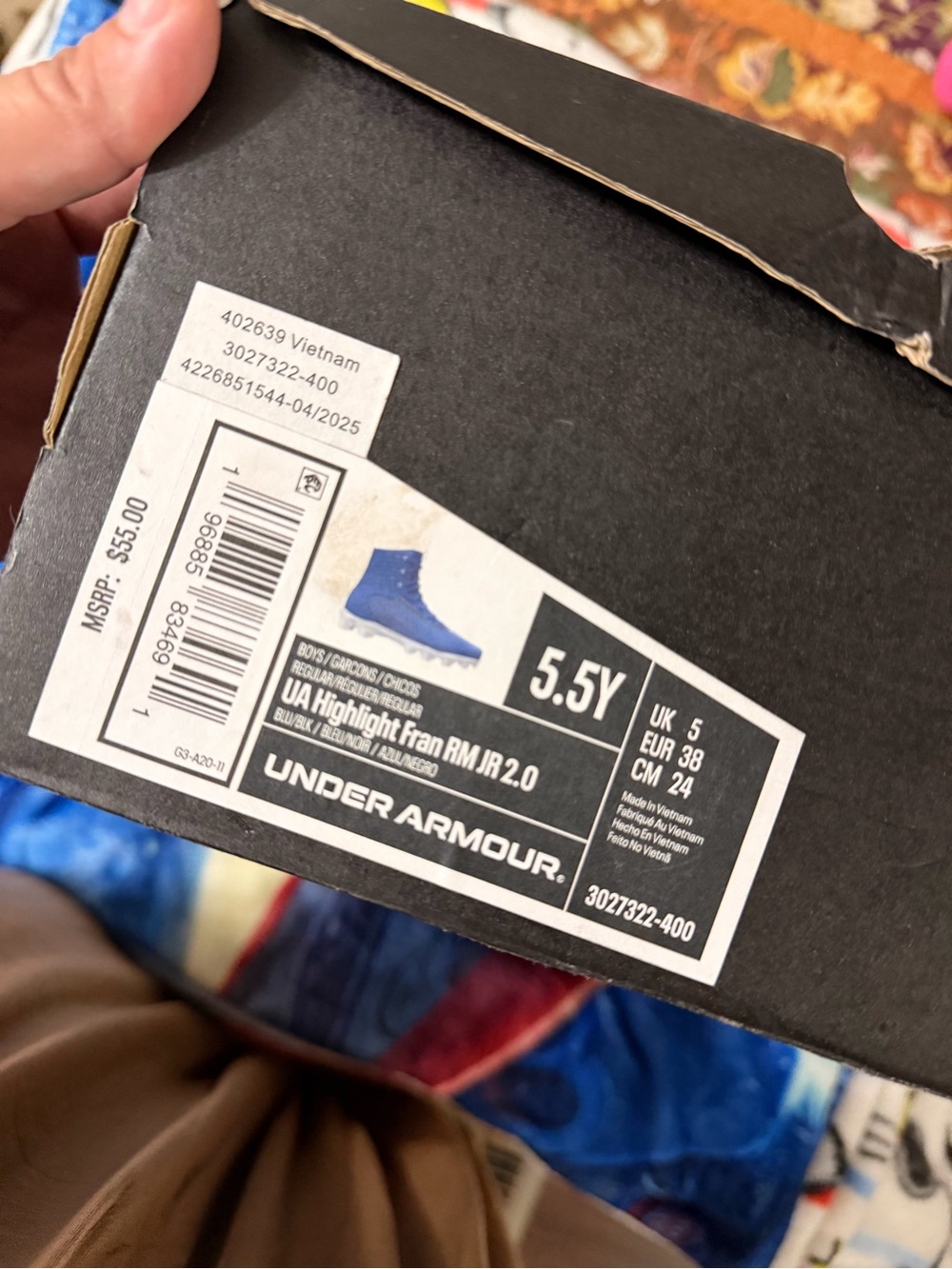 Under Armour Blue High-Top Kids Sneakers